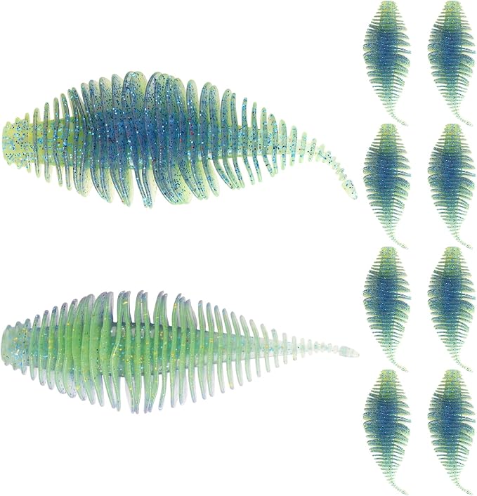 4.15'' Soft Swimbait Fishing Soft Plastic Lures 8pcs/24pcs Double-Color Lure for Bass Fishing Worms for Largemouth Bass