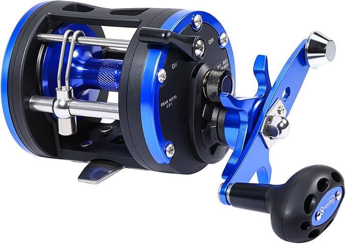 Sougayilang Trolling Reel & Conventional Fishing Reel - Saltwater Level Wind Reel with Smooth Drag, Heavy Duty Boat & Ocean Fishing Reel for Sea Bass, Grouper, Salmon