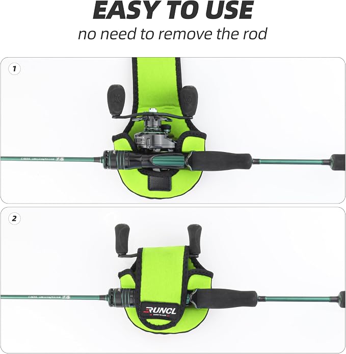 RUNCL Baitcasting Reel Bag – Protective Storage Pouch for Baitcasting Reels & Spinning Reels, Lightweight & Durable, Ideal for Freshwater & Saltwater Fishing Trips (Green & Black)