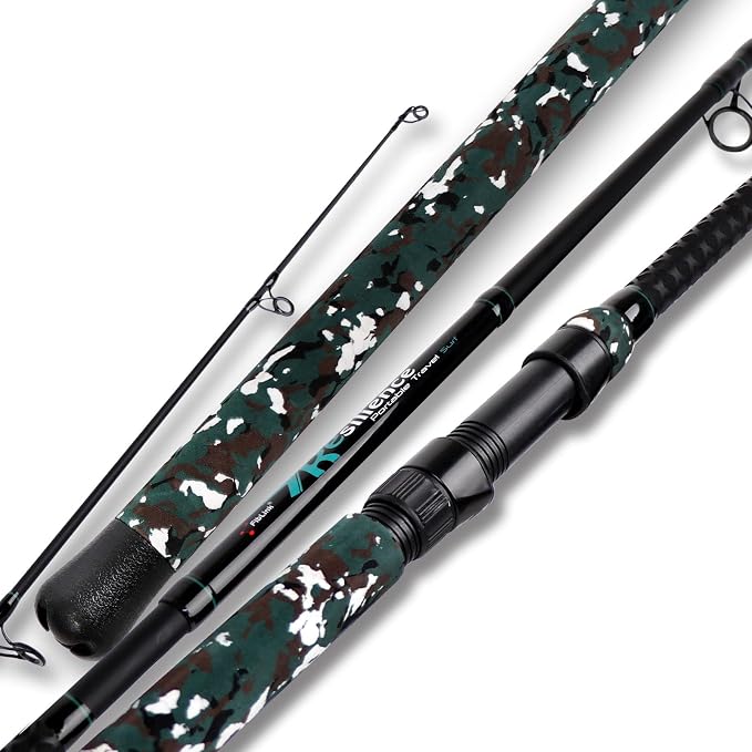 Fiblink 4-Piece Surf Spinning Fishing Rod, Portable Travel-Friendly Pole, Carbon Fiber Fishing Rod (9’/10’/12’)