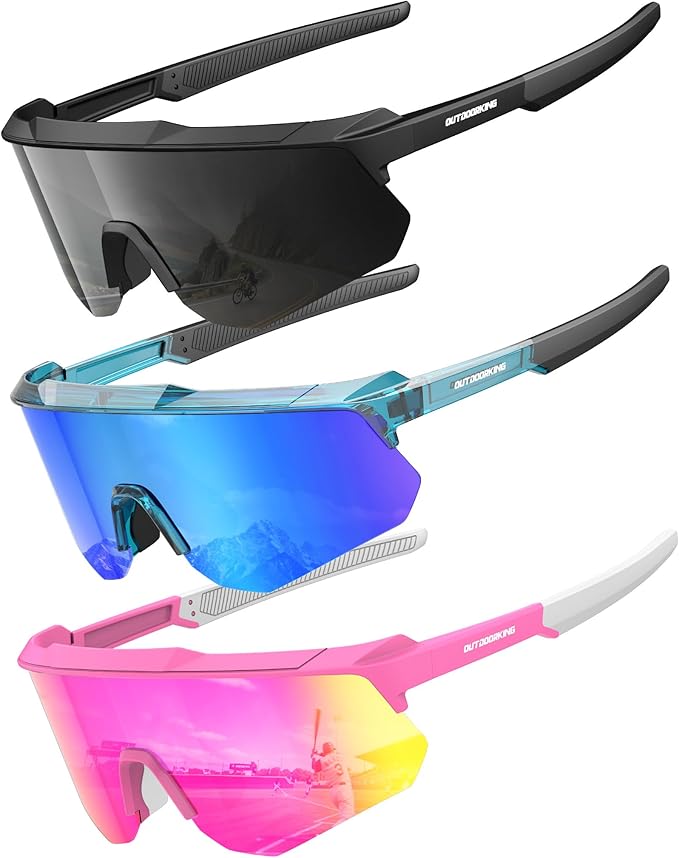 Polarized Sports Sunglasses for Men Women, UV400 Protection Mens Sunglasses Wrap Around Sun Glasses for Cycling Running