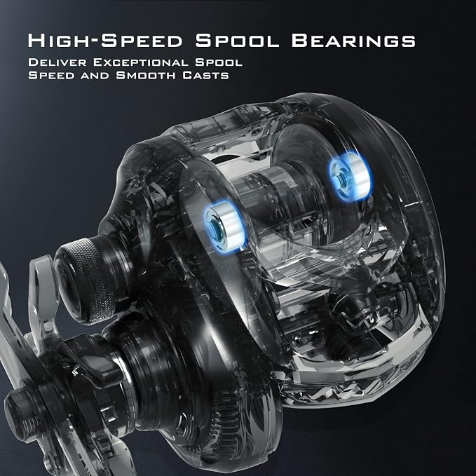 KastKing MegaJaws Elite Baitcasting Fishing Reel, New AutoMag Dual Braking System, Only 6.7oz, 17.64 LBs Carbon Fiber Drag, 11+1 Shielded BB, High Speed 5.4:1 to 9.1:1 Gear Ratios