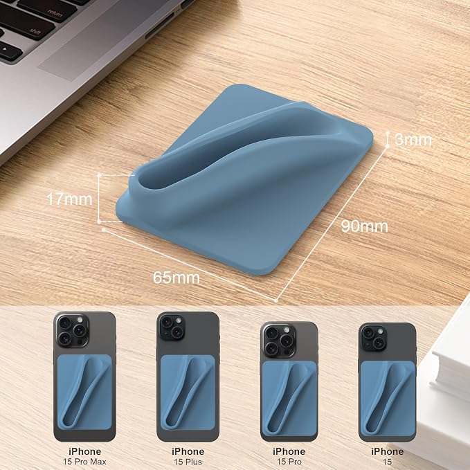 DOB SECHS Silicone Lip Holder for Cell Phone Lipstick Lip Glaze Phone Case Adhesive Back Stick On Holder for iPhone and Android Phones, Blue