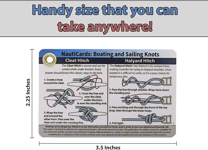ReferenceReady Boating and Sailing Knot Cards - Waterproof Guide to 20 Nautical Knots