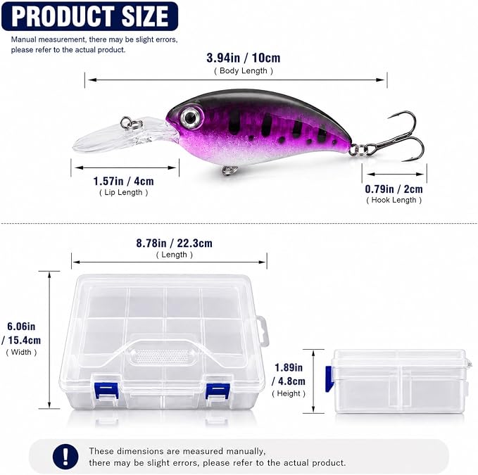 Crankbaits for Bass Fishing 17 PCs, Fishing Lures with Storage Box, 3.94" Deep Diving Crank Baits, Fishing Gifts for Men Freshwater Saltwater