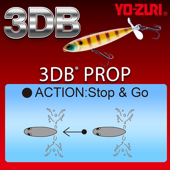 Yo-Zuri 3DB Prop Floating Lure, Prism Shad, 3 1/2-Inch