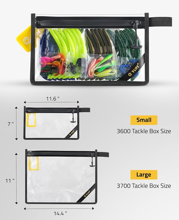 CVLIFE 2-Pack Soft Plastic Tackle Storage Bag, Water-Resistant Fishing Bait Storage Bag with Webbing Handle & Removable ID Card, Fits 3600 and 3700 Tackle Boxes, Saltwater Lure Gear Storage