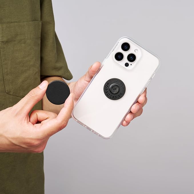 PopSockets Adhesive Phone Grip, Holder, Phone Stand, Black - Black