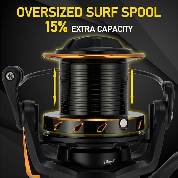 Dr.Fish Saltwater Spinning Reels, Full Metal Surf Fishing Reel, 13 +1 BB, 52LB Max Drag Ocean Sea Fishing Reel, Heavy Duty Long Cast Offshore Trolling Reel