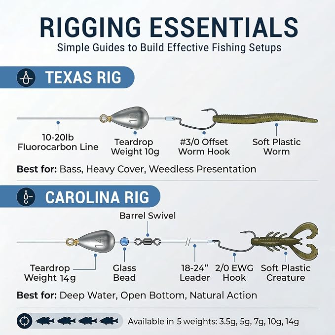 Casting Sinker Weights Assortment, Teardrop Fishing Sinkers with Brass Swivel Loops, 1/8 oz to 3/4 oz, Drop Shot Weights for Bass Catfish, Freshwater Saltwater