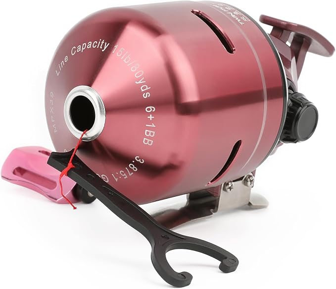 AMEYXGS MPX39 Bowfishing Reel for Archery Hungting Bow Fishing, Stainless Steel and Aluminium, Left/Right Reversible Handle, 3.875:1 Gear Ratio, Strong Line 4# 85 Yards 0.32mm/50lb