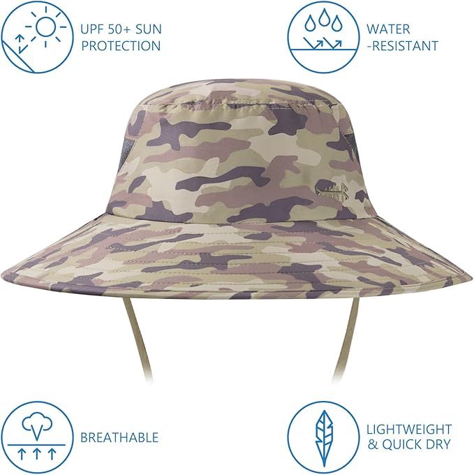 BASSDASH UPF 50+ Breathable Sun Hat with Removable Face Cover and Neck Flap Wide Brim Bucket Hat for Fishing Hiking Men Women