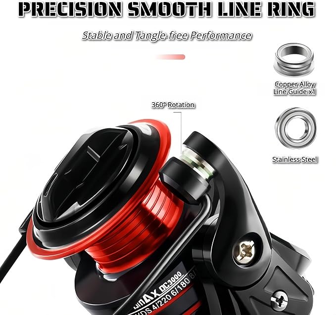Spinning Fishing Reel – Metal Spool & Alloy Handle, Long-Cast Deep Spool Reel, Smooth Drag System, 13+1 Bearings, Adjustable Folding Handle, Freshwater & Saltwater Lure Reel