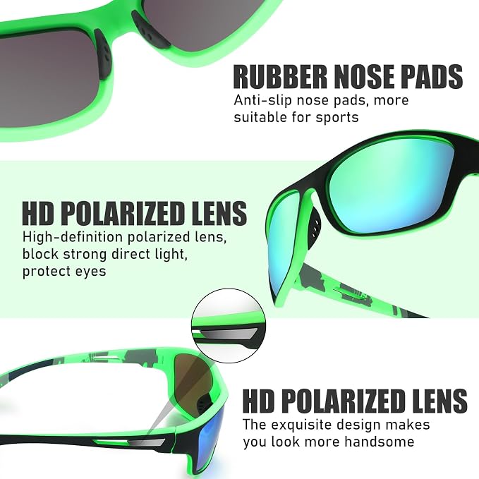 TOODOO 4 Pairs Men Polarized Sunglasses with UV Protection Driving Glasses Sports for Sport Outdoor Activities