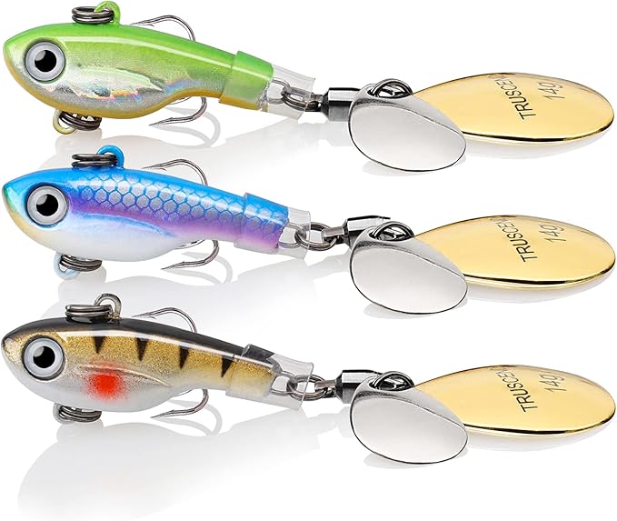 TRUSCEND Swim or Jig Fishing Spinner Baits for Freshwater and Saltwater, Rooster Tail Fishing Lures for Trout Bass Walleye Crappie Salmon Pike, Blade Bait with Copper Blade