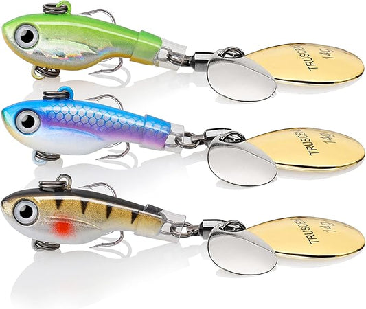 TRUSCEND Swim or Jig Fishing Spinner Baits for Freshwater and Saltwater, Rooster Tail Fishing Lures for Trout Bass Walleye Crappie Salmon Pike, Blade Bait with Copper Blade