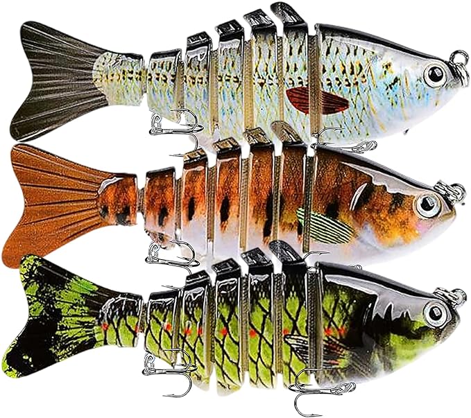 Keenjorika Fishing Lures Multi Jointed Fish Fishing Kits, Slow-Sinking Lifelike Segmented Swimbait Crankbaits, Realistic Swimming Action for Bass, Trout, Pike & Walleye, Freshwater and Saltwater