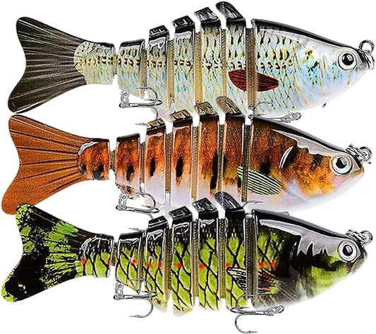 Keenjorika Fishing Lures Multi Jointed Fish Fishing Kits, Slow-Sinking Lifelike Segmented Swimbait Crankbaits, Realistic Swimming Action for Bass, Trout, Pike & Walleye, Freshwater and Saltwater