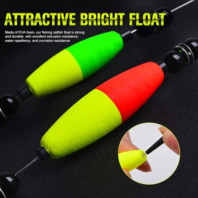 PROBEROS Catfish Fishing Rigs - Bank Fishing Set with 5pcs/Set, 6/0, 8/0, 10/0 Circle Hooks Circle Hooks, High Visibility, Ready to Use Catfish Rigs