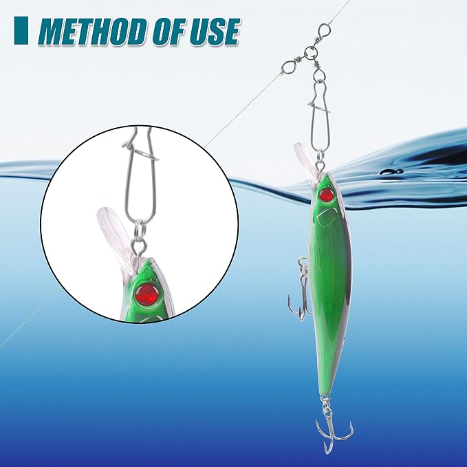 3 Way Snap Swivels Fishing Tackle, 25pcs High Strength T-Turn Fishing Swivels with Snaps Saltwater Fishing Lure Connectors for Trolling Catfish Rig