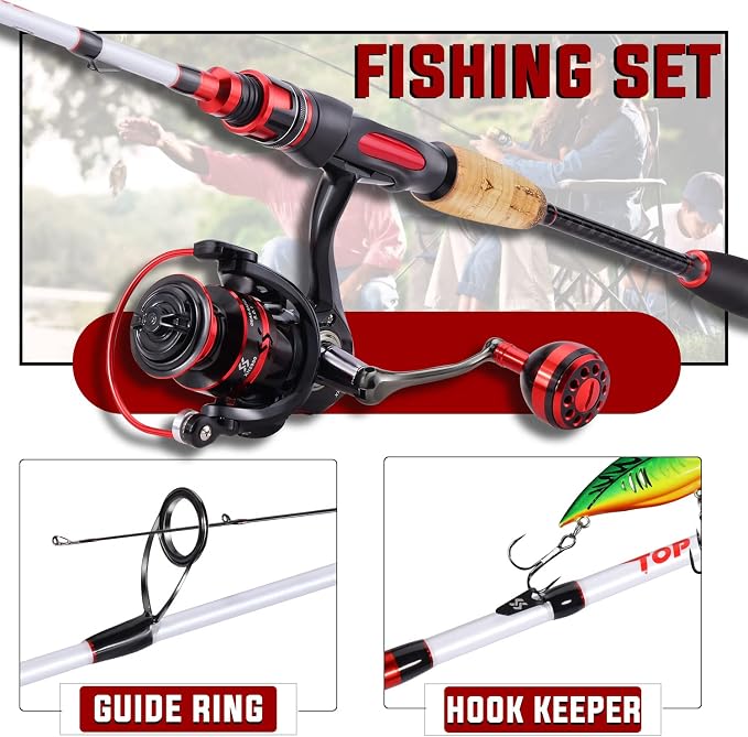 Sougayilang Fishing Pole, 30-Ton Carbon Fiber Fishing Rod and Reel Combo, 2 Pcs Blanks Spinning Reel Combos