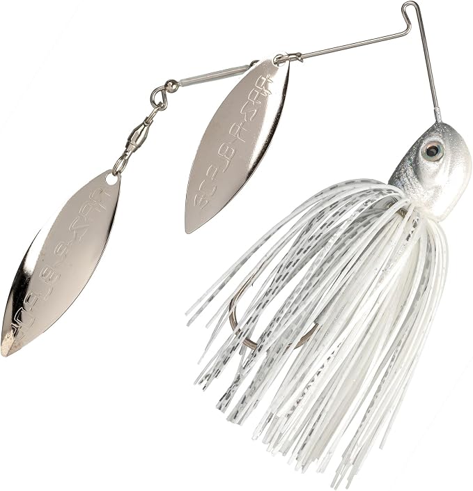 Strike King (TGBDWEL34-404) Tour Grade Bottom Dweller Spinnerbait Fishing Lure, 3/4-Ounce, Size 5/0 Hook, Tandem Raz-R Blade High RPM Blades, Hand-Tied Skirt, White Chrome