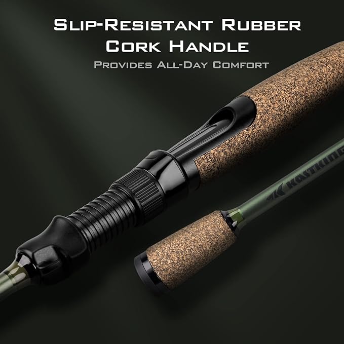 KastKing Spartacus II Fishing Rods - IM6 Graphite Blanks Casting & Spinning Rods, 2-Piece Rods with Extra Tip Section, PTS Power Transition System, KastFlex Technology, Rubber Cork Handle