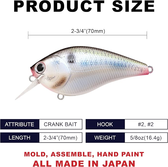 LUCKY CRAFT LC 2.5 Silent Crankbait Fishing Lures, 2-3/8” Squarebill Crankbait, Bass Lures, Floating 4ft Depth Hard Bait, Champion Freshwater Fishing Gear and Tackle Box Accessories