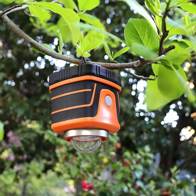 LED Camping lamp Super Bright 1500 lumens 4 Light Modes Dimmable searchlight Battery-Powered Emergency lamp Suitable for Night Hiking Tent Lighting Emergencies Power outages (Orange)