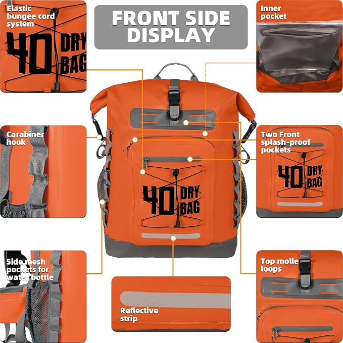 MORXPLOR Dry Bag Waterproof,5L/10L/20L/30L/40L/55L Roll Top Dry Bag Backpack with WaterProof Phone Case for Swim,Kayak