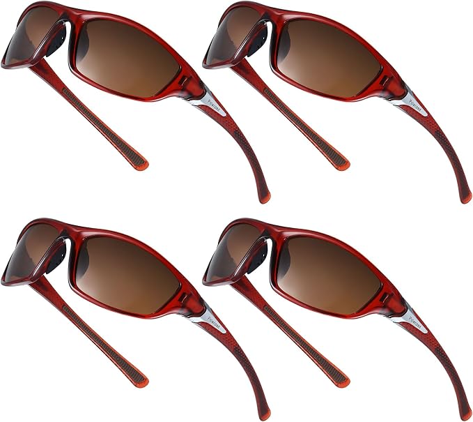 TOODOO 4 Pairs Men Polarized Sunglasses with UV Protection Driving Glasses Sports for Sport Outdoor Activities