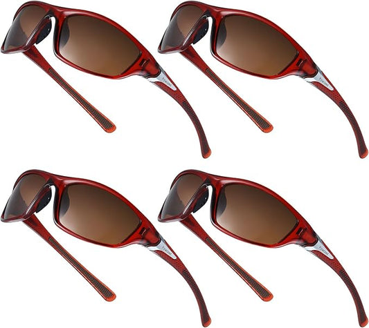 TOODOO 4 Pairs Men Polarized Sunglasses with UV Protection Driving Glasses Sports for Sport Outdoor Activities