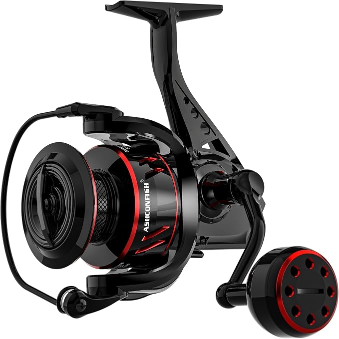 Ashconfish New CFSW Spinning Reel Saltwater Freshwater Fishing Reel - 39.7lbs Max Drag, Aluminum Spool, 5.5:1 Gear Ratio, Upgraded Copper Gears, Metal Handle Knob, Smooth Bearings