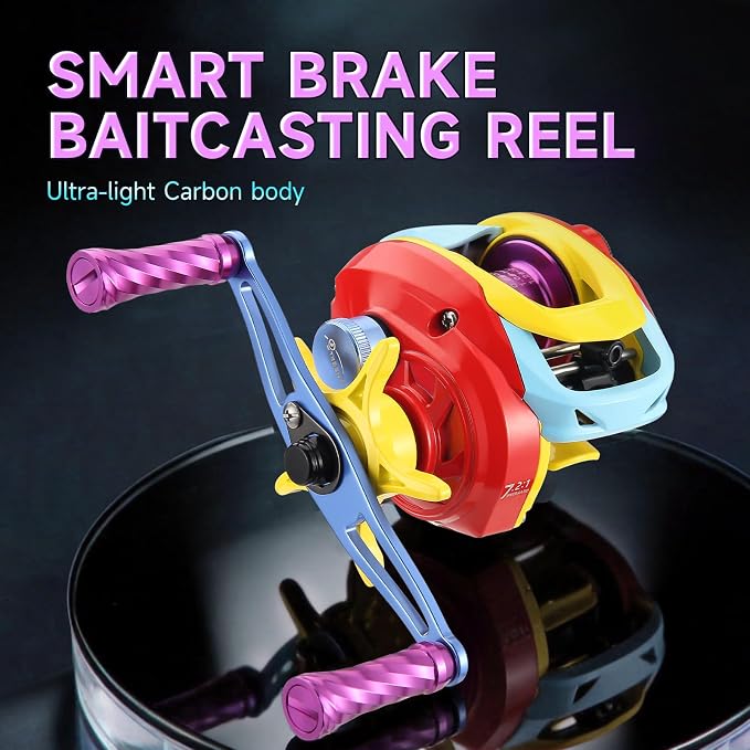 DC Baitcaster Reel, 3 Modes Digital Control Trolling Reel, 5.47oz Ultralight Baitcasting Reels, Max Drag 11LB, 7.2:1, 5+1BB, Freshwater Saltwater Fishing Reels