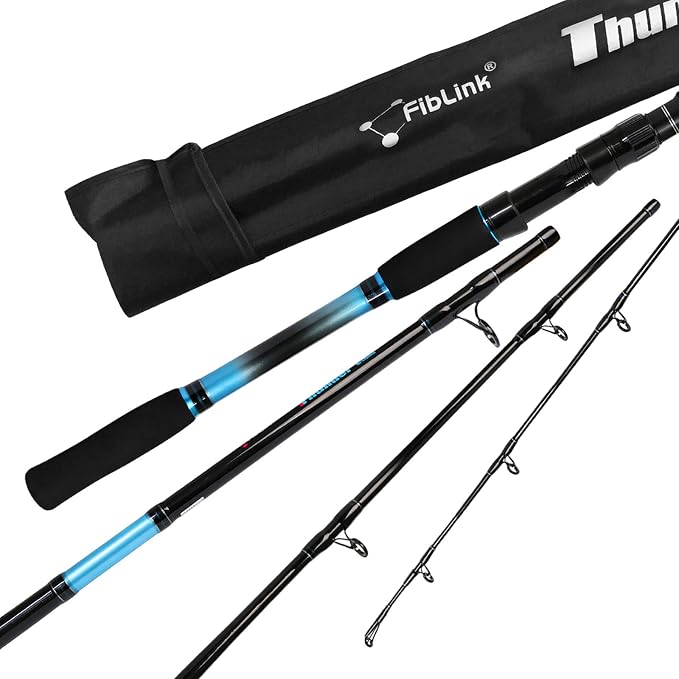 Fiblink 4-Piece 7-Feet Carbon Fiber Boat Fishing Rod Spinning Travel Portable Rod Tournament Fishing Pole for Fresh & Saltwater