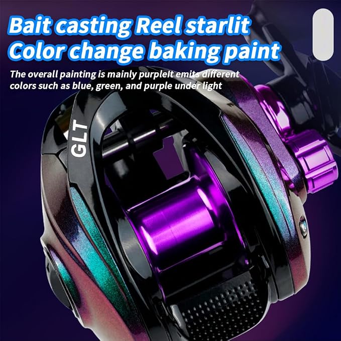 Baitcasting Fishing Reel, 19+1BB, 7.2:1 Gear Ratio, 7-8KG Max Drag, Left Micro Magnetic Brake