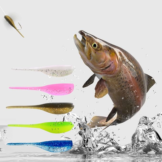 75pcs Crappie Lures Kit - Soft Plastic Coloured Crappie & Panfish Shad Baits