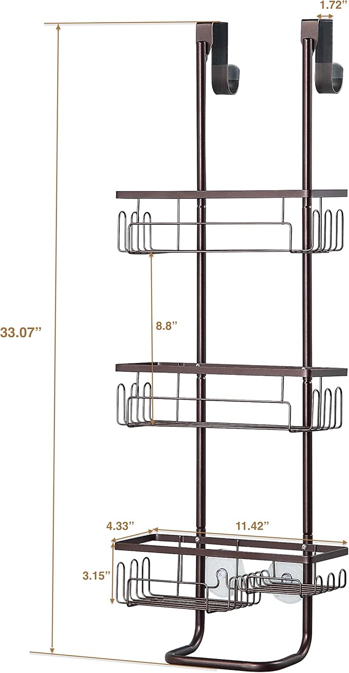SunnyPoint Classic Metal Bathroom Shower Caddy, Over Door Hanging Storage Organizer Basket
