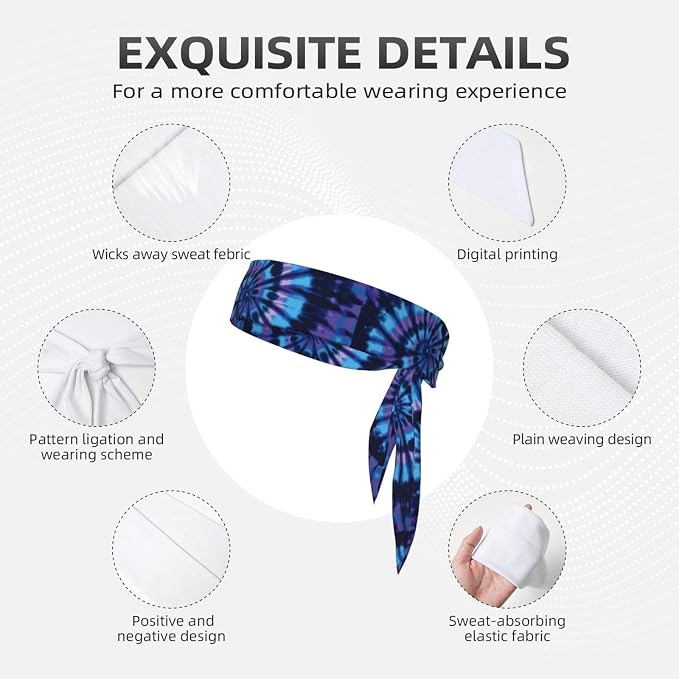 Sports Tie Headbands for Men Women, Adjustable Ninja Karate Head Band Headband for Basketball, Running, Tennis, Yoga