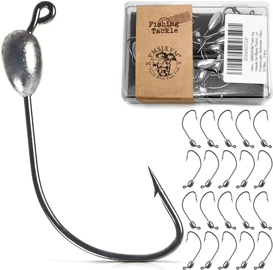 30/20/10 Pcs Tube Jig Heads for Bass Fishing, Tube Bait Worm Hooks rigs for Freshwater Saltwater, 5/16oz, 1/4oz, 3/16oz, 1/8oz