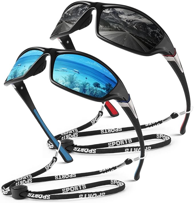 WEAROYO Polarized Sports Sunglasses for Men Women,Fishing Driving Rectangular Goggles UV400 Protection