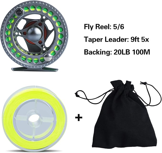 Sougayilang Fly Fishing Rod and Reel Combo, 4 Pieces Ultra Lightweight Portable Fly Rod and CNC Machined Aluminum Alloy Reel Complete Starter Package with Rod Bag