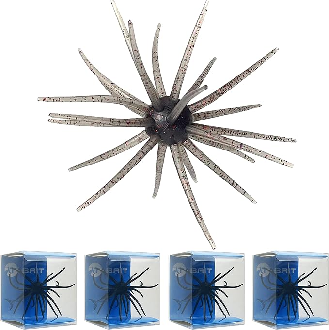 4Pcs Floating Sea Urchin Soft Lure | Tentacle Creature Lure, 4.33" & 3.54" TPR Finesse Baits, 5 Colors, Ideal for Bass Fishing with Drop Shot, Wacky Rig, Neko Rig
