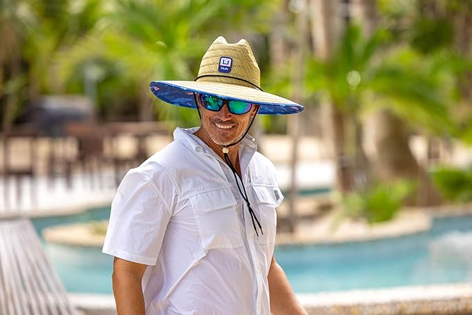 HUK Men's Straw Hat, Wide Brim Fishing & Beach Hat for Men
