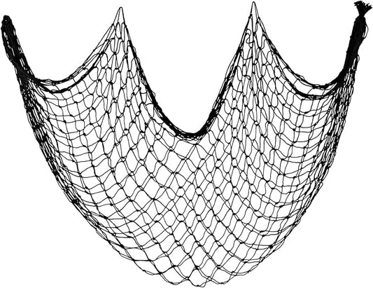 ZUEXT Decorative Fishing Net 5x10 ft, Large Black Picture Fish Net, Wall Photo Hanging Fishnet for Nautical Gothic Pirate Ocean Themed Beach Under The Sea Party Decorations, 3mm Thick Cotton Table Runner Wall Net Decor