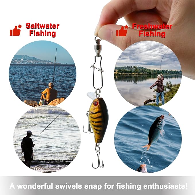 FishTrip Snap Swivels 30Pack Ball Bearing Fishing Swivels Saltwater 0#-10# Duo Lock Barrel swivels Fishing Clips Swivels Fishing Tackle