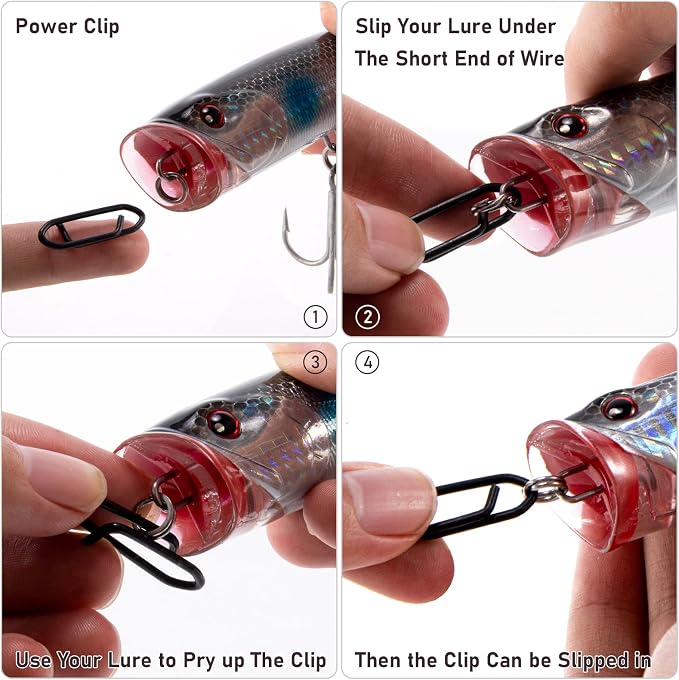Dr.Fish Fishing Power Clips Stealth Stainless Steel Speed Lure Clips Quick Change Fishing Snap Connector Saltwater Freshwater Terminal Tackle