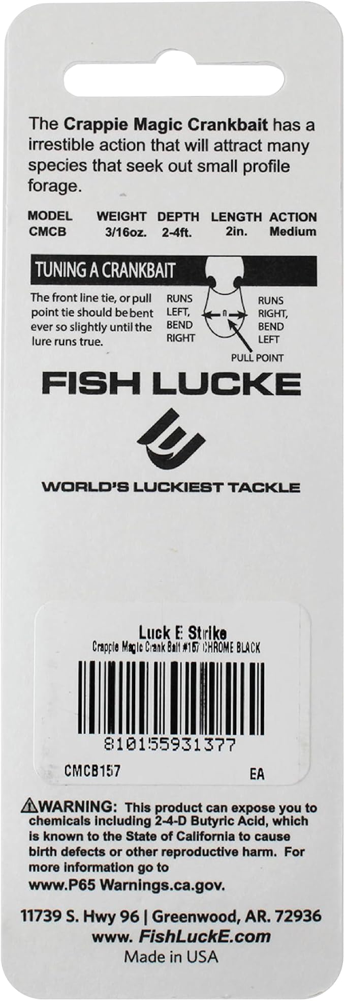 Luck E Strike Crappie Magic Crankbait (2 Inch Crappie Lure) Made in The USA