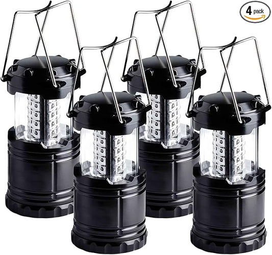 KPKJOO Lantern Collapsible Camping Light, Battery Operated Lanterns LED Super Bright for Power Outages Indoor Emergency Outdoor Camping Hiking Kit (4, LED)