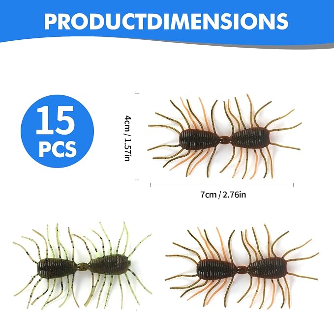 Silicone Soft Dice Fishing Lures: 10pcs Multiple Tentacles Slow Sink Bass Fishing Soft Plastic Baits for Drop Shot Finesse Wacky Rig
